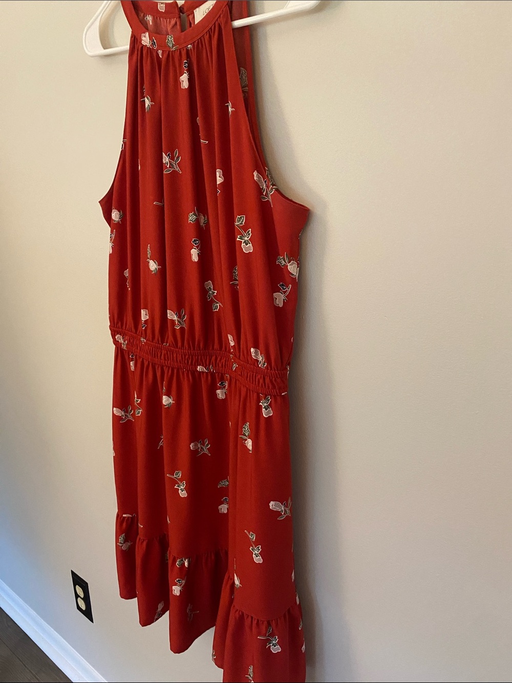 LOFT Red Floral Halter Dress - Picture 2 of 7